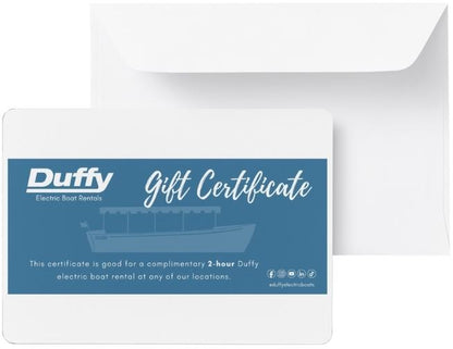 Duffy Boat Rental Gift Certificates SPECIAL